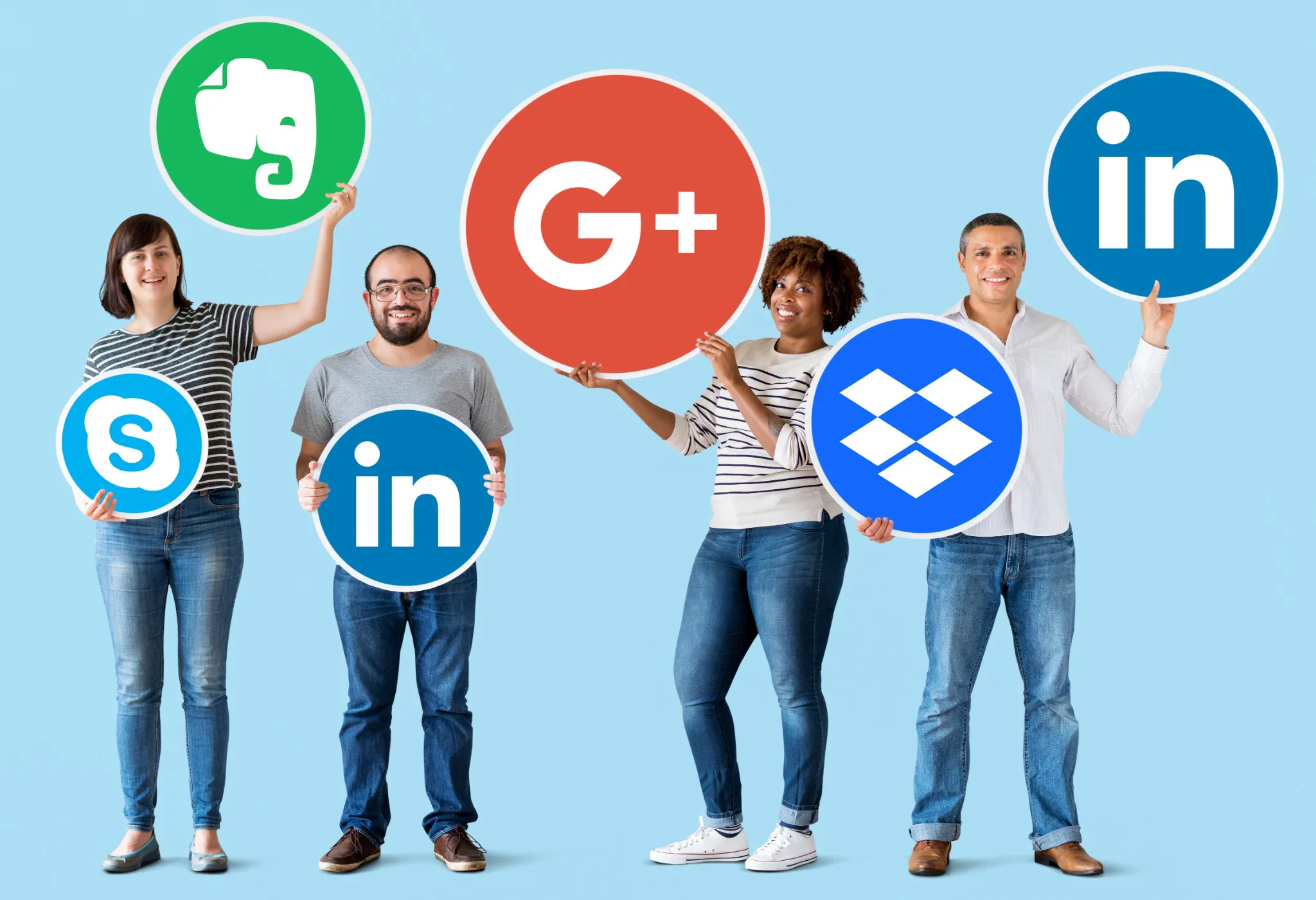 Personnes détenant icones marques numeriques linkbaiting